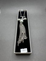 Ornate Silver Toned Pendant with 8 Chain Tassel Drop