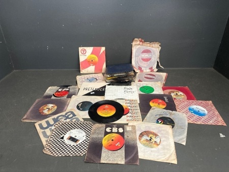 Lot of Mixed Genre 45 Vinyl Records - Please Note we Do Not Inspect Records