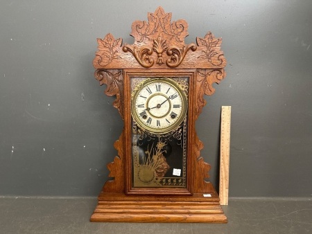 Carved Wood Shelf Mantel Clock 