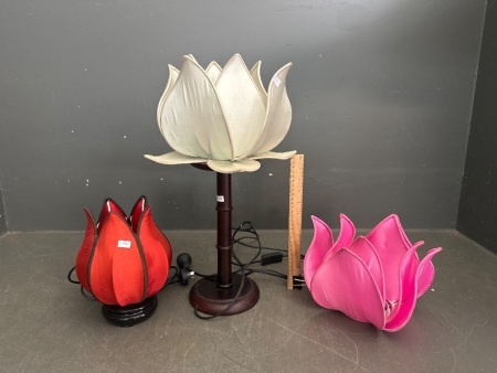 Silk Lotus and Tulip Lamps and Extra Shades