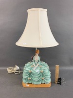 Unusual 70's Porcelain Lady Lamp - Figure Contains As Is Transistor Radio