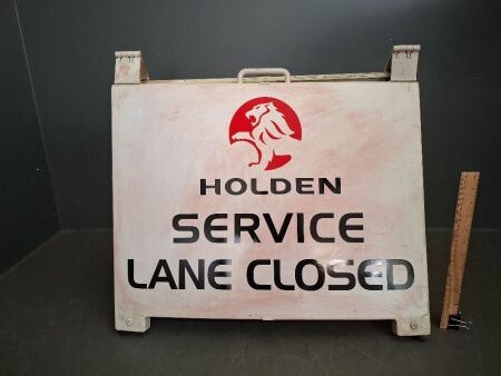 Holden Service Lane Fold Out Plastic Metal Sign - Open/Closed 