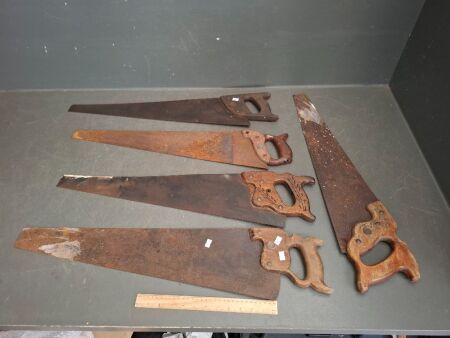 5 x Vintage Saws - Inc Marked Sandvik - Diston Canada - Warranted Superior