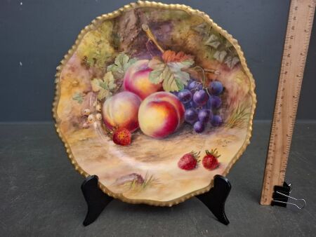 Royal Worcester England Hand Painted Fruit Porcelain Plate painted by Thomas Lockyer