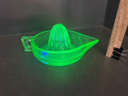 Vintage Uranium Glass Handled Juicer/Reamer