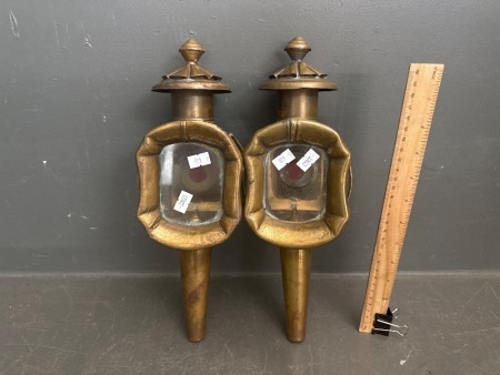 2x Brass Coach Buggy Lamps