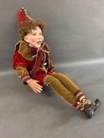 Shelf Sitting Christmas Jester with Porcelain Head, Hands & Shoes - 2