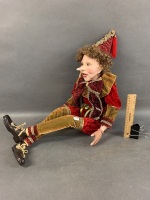 Shelf Sitting Christmas Jester with Porcelain Head, Hands & Shoes - 3