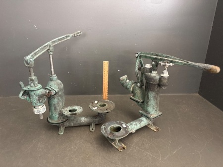 2 x Vintage Brass Water Pumps