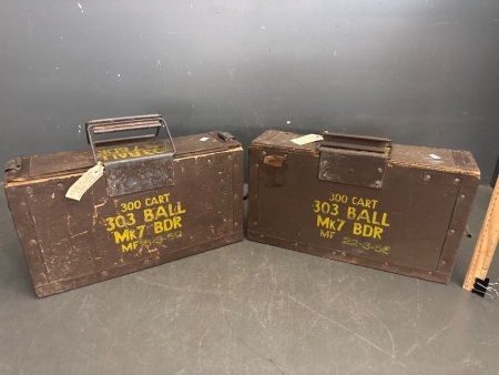 2x Australian Military 303 Mk7 Ammo Wooden Box  - 1 Dated 16/3/1959 - 1 Dated 22/3/1956