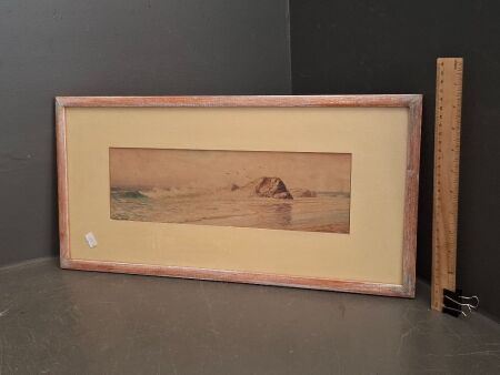 Original H.C.Simpson Watercolour Painting - Kirra Rocks - 1936