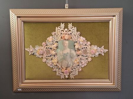 Framed Victorian Era Embroidery 