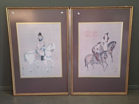 2x BChan Printed on Silk Artworks - Framed and Signed