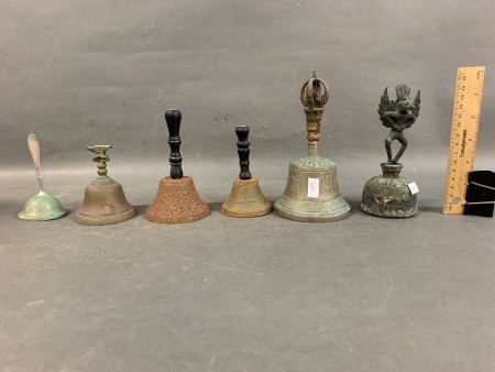 Collection of 6 Vintage Hand Bells