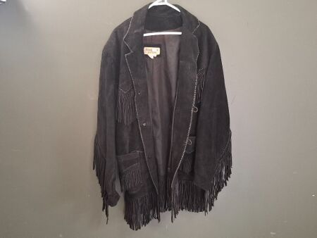 Maximilian Leather Suede Tassel Jacket - Size M