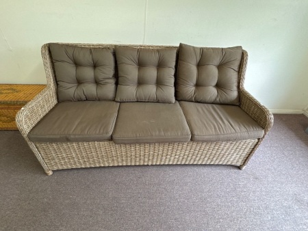 Three Seater Outdoor Cane Lounge