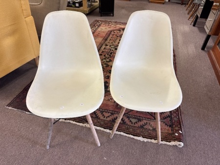 Pair Modern White Dining Chairs