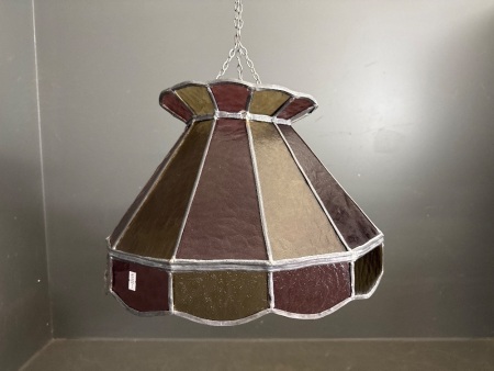 Vintage Stained Glass Red & Yellow Lead Light Shade