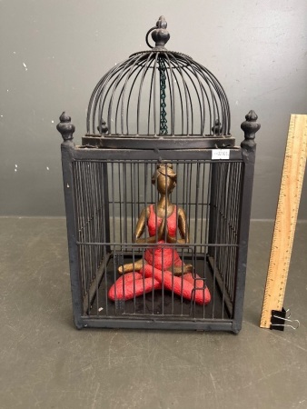 Meditating Lady in a Bird Cage