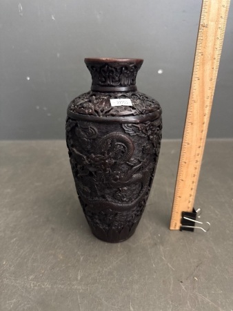 Asian Ceramic Carved Vase - Approx 250H