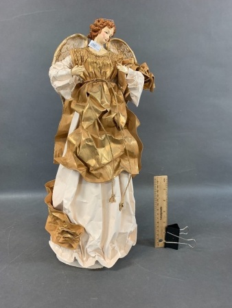 Large Gold Papier Mache Angel Tree Topper or Table Centrepiece