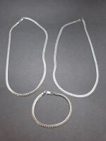 2 x Sterling Silver Chains and 1 x Bracelet - Marked 925