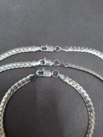 2 x Sterling Silver Chains and 1 x Bracelet - Marked 925 - 2