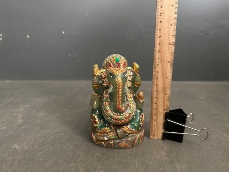 Jade and Gold Decorated Carving of Ganesh