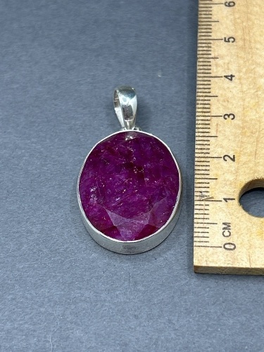 Sterling Silver Pendant with Ruby Gemstone