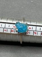 Sterling Silver Ring with Natural Rough Uncut Apatite - Size R - 3