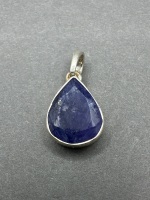 Sterling Silver Pendant with Sapphire Gemstone - 2