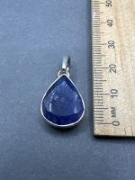 Sterling Silver Pendant with Sapphire Gemstone