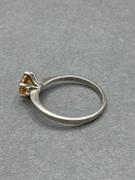 Sterling Silver Ring with Citrine Gemstone - Size P - 2