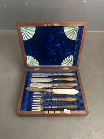 Hall Marked Fish Knives & Forks with fish Head Handles