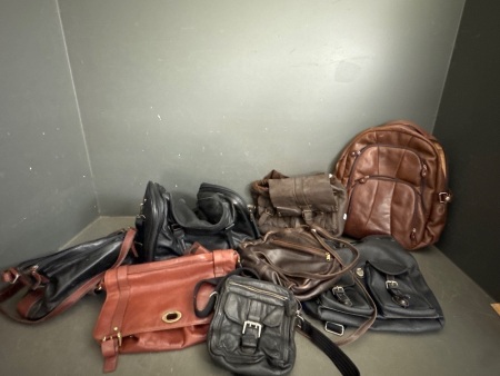 Large Lot of Mixed Quality Leather Bags