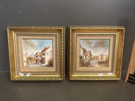 2x Original Oil on Board Paintings - Spring Hill - Artist Jacob Waterman