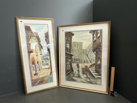 2 x Original Water Colours - Fueblo Espanol