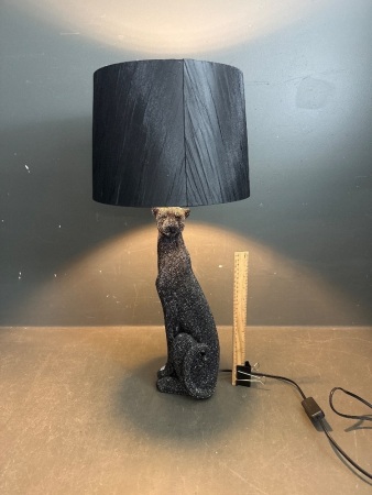 Nala Black Diamanté Beaded Feline Table Lamp