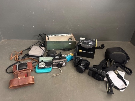 Large Lot of Vintage and Modern Cameras and Camera Equipment 