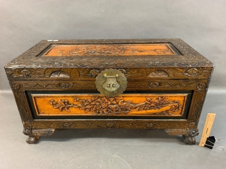 Small Carved Camphor Wood Chest