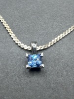 Sterling Silver Blue Topaz Necklace - 2