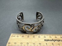 Ornate Sterling Silver Cuff Bracelet  - 2