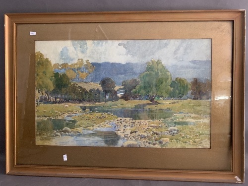 C.E.S.Tindall Large Framed Lanscape Watercolour