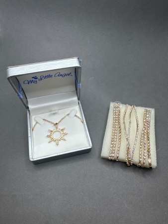 Vintage Sparkling Earrings and Bracelets - Includes Gold Toned Star Pendant on Chain