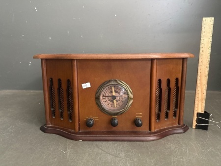 Reproduction Wooden Turn Table Radio and Cassette Player