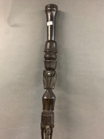 Carved Ceremonial Hardwood Walking Stick from PNG - 3