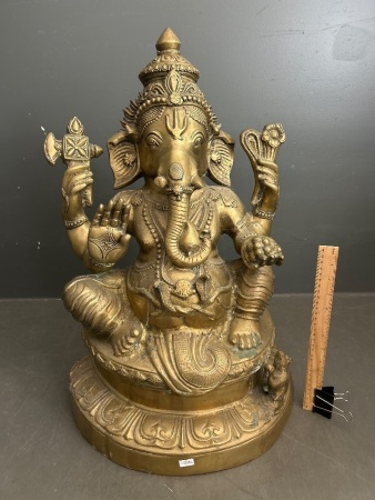 Large Vintage Brass Ganesha Statue