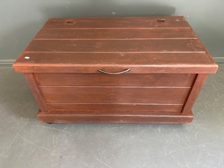 Mid Century Wooden Storage Box on Castors