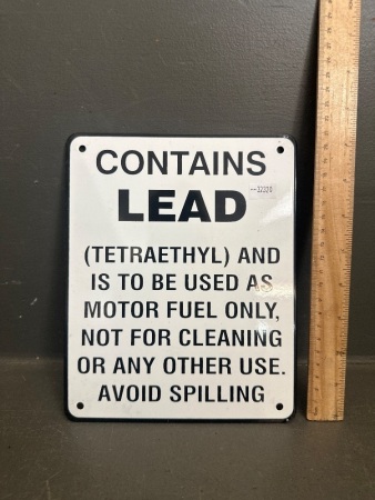 Bowser Lead Warning Enamel Sign