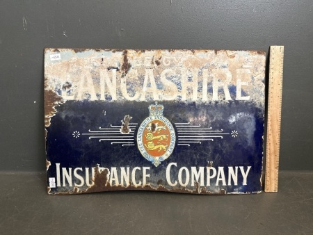 Lancashire Insurance Original Enamel Sign